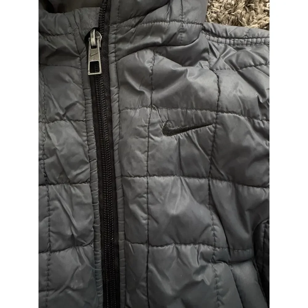 Nike Gray Quilted Puffer Hooded Jacket Boys Size 2T Winter Outwear